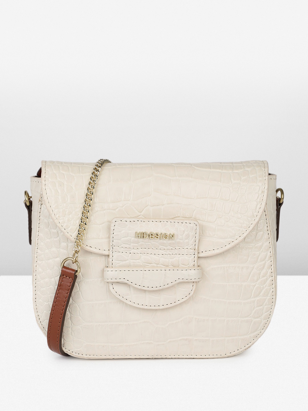 

Hidesign Animal Textured Leather GEMMA Structured Sling Bag, Off white