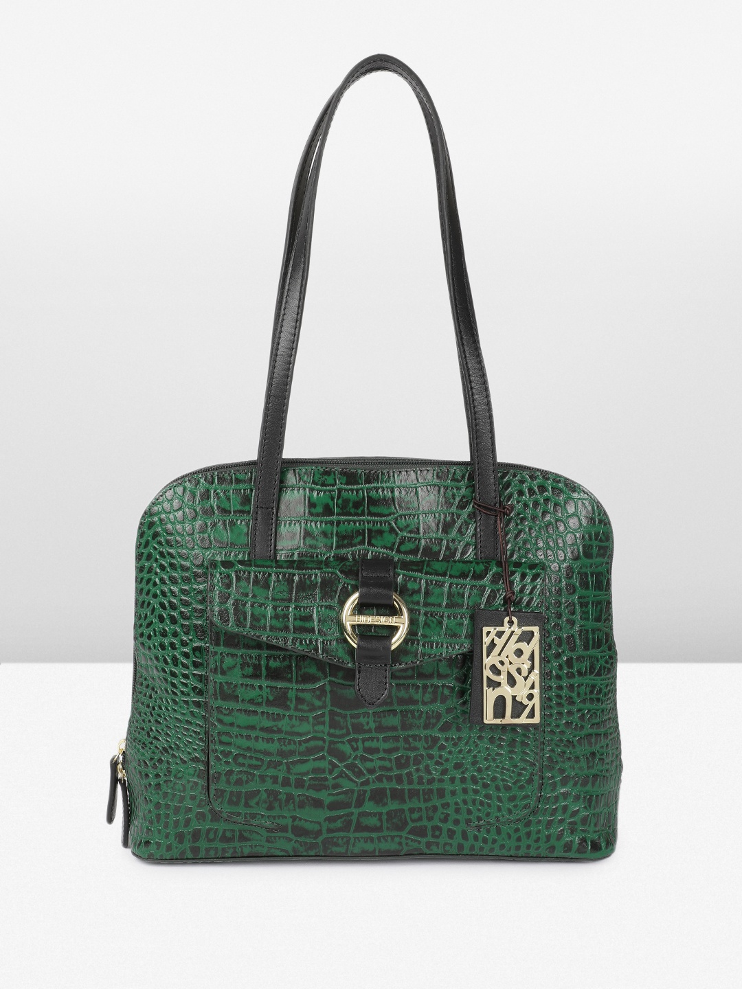 

Hidesign LOTUS Animal Textured Leather Shoulder Bag, Green