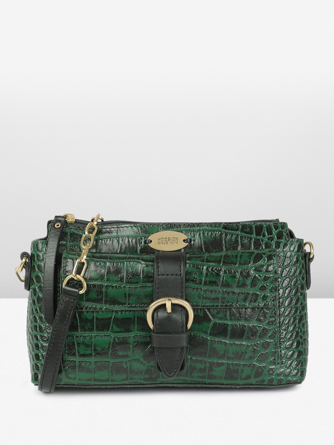 

Hidesign ELIZA Animal Textured Leather Sling Bag, Green