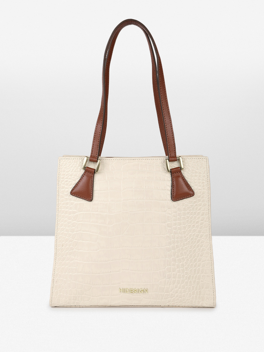 

Hidesign SPRUCE 04 Croc Textured Leather Shoulder Bag, Beige