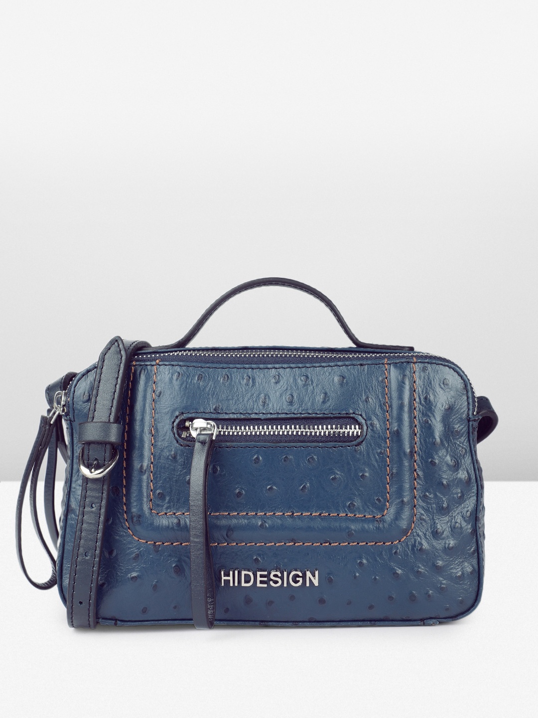 

Hidesign Textured Leather ASPEN Structured Sling Bag, Blue