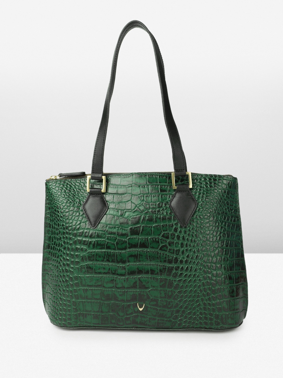 

Hidesign Animal Textured Leather SCORPIO Structured Shoulder Bag, Green