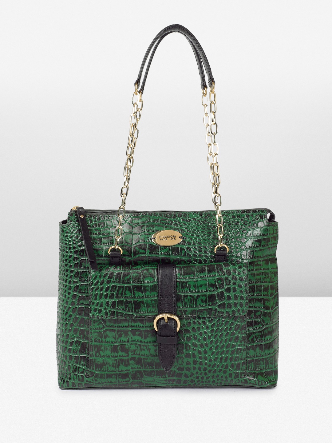 

Hidesign ELIZA Animal Textured Leather Shoulder Bag, Green