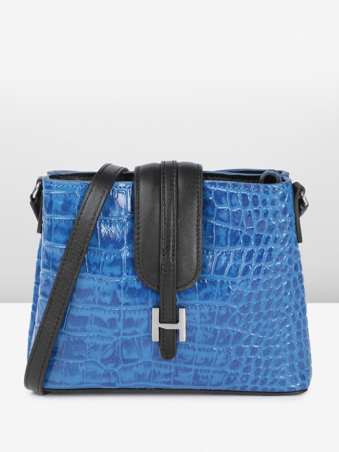 

Hidesign Animal Textured Leather Silvia Structured Sling Bag, Blue