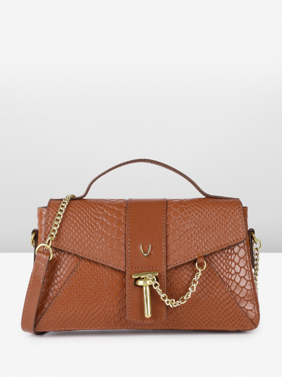 

Hidesign Animal Textured Leather Structured Satchel, Brown