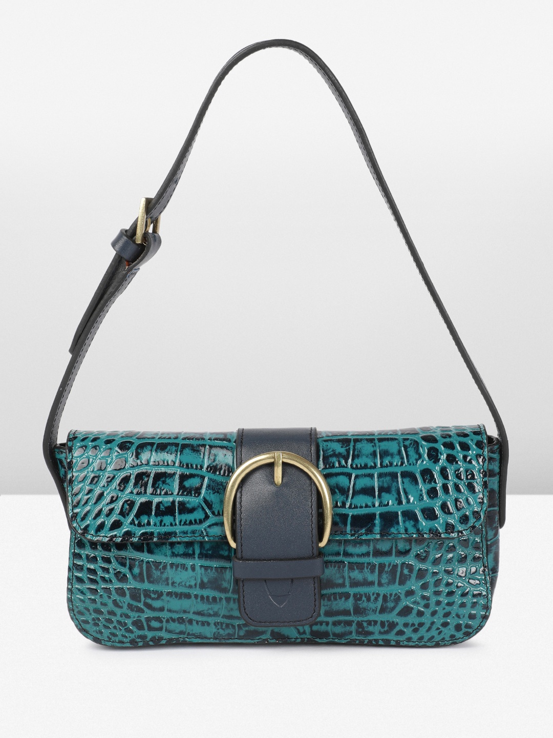 

Hidesign TIJIUANA Animal Textured Patent Leather Baguette Shoulder Bag, Teal