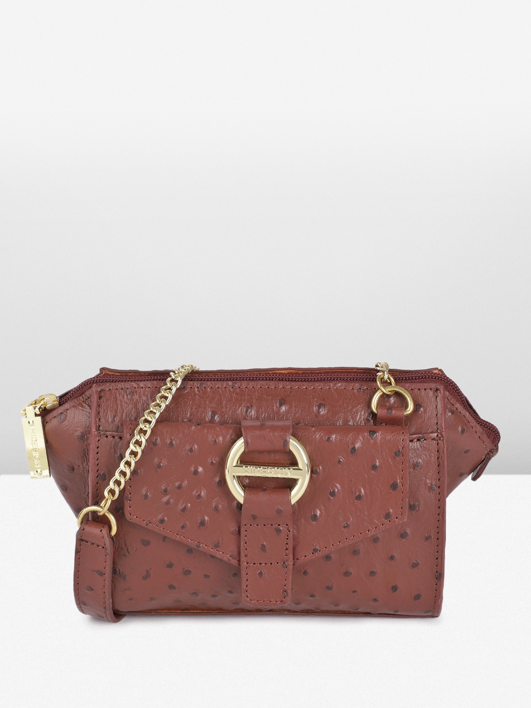 

Hidesign Aurelie Animal Printed Textured Sling Bag, Maroon