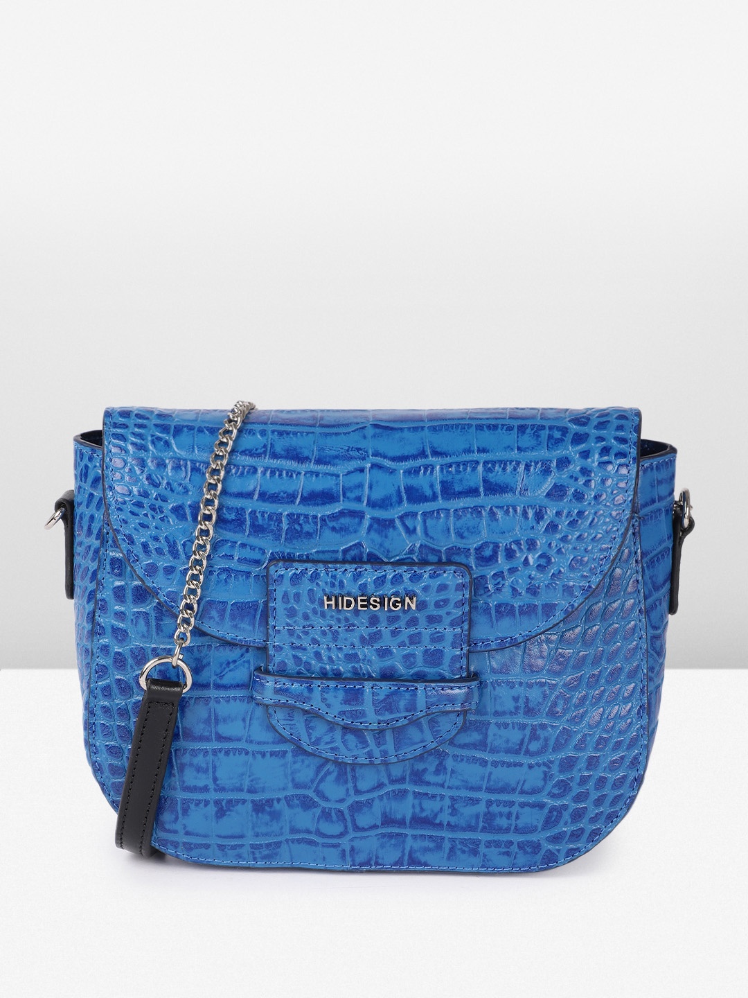 

Hidesign Animal Textured Leather GEMMA Structured Sling Bag, Blue