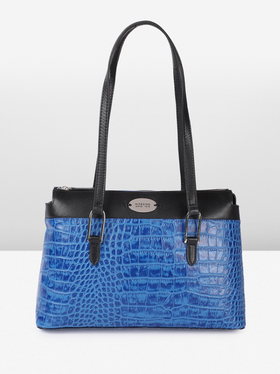 

Hidesign Animal Textured Leather OPIHI Structured Shoulder Bag, Blue