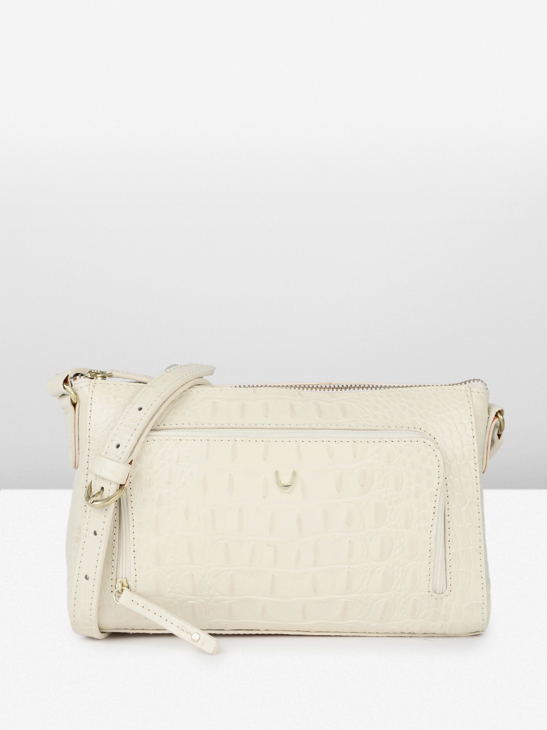 

Hidesign LAUREN 03 Croc Textured Leather Sling Bag, Beige
