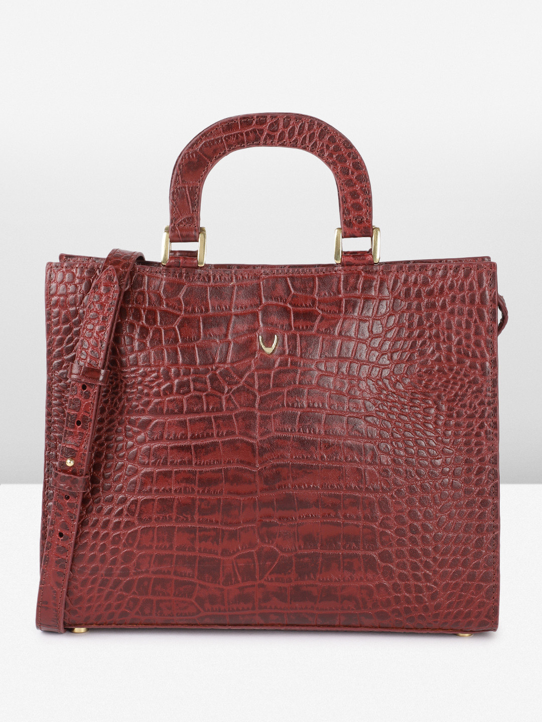 

Hidesign Edith Animal Printed Textured Satchel, Maroon