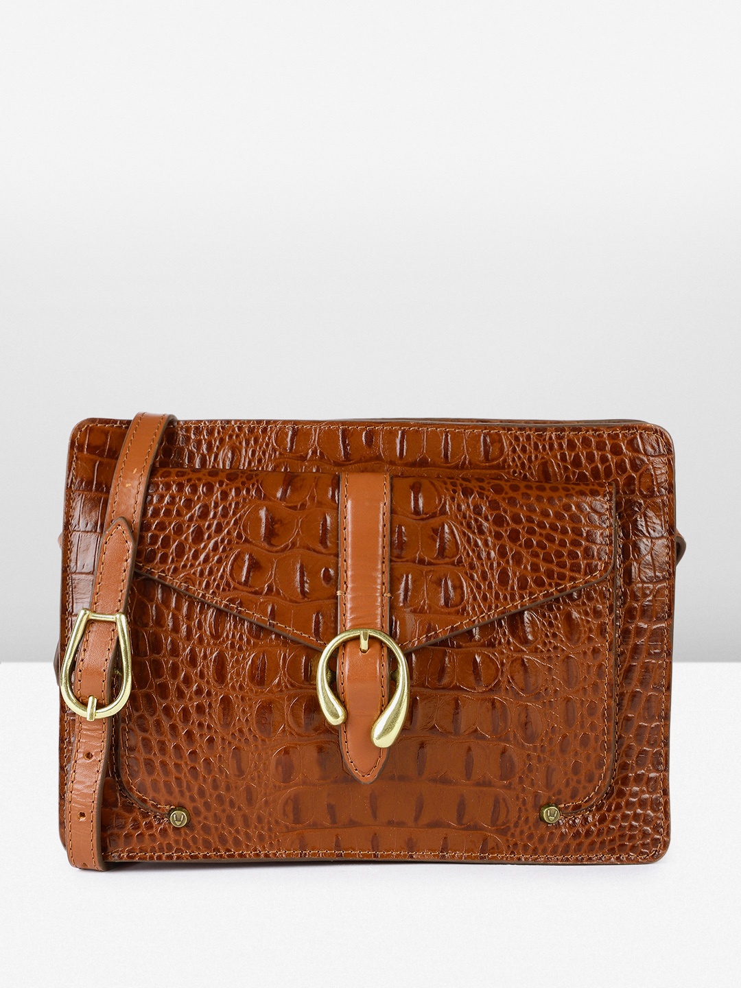 

Hidesign Blisse-Baby Croco Textured Animal Print Sling Bag, Brown