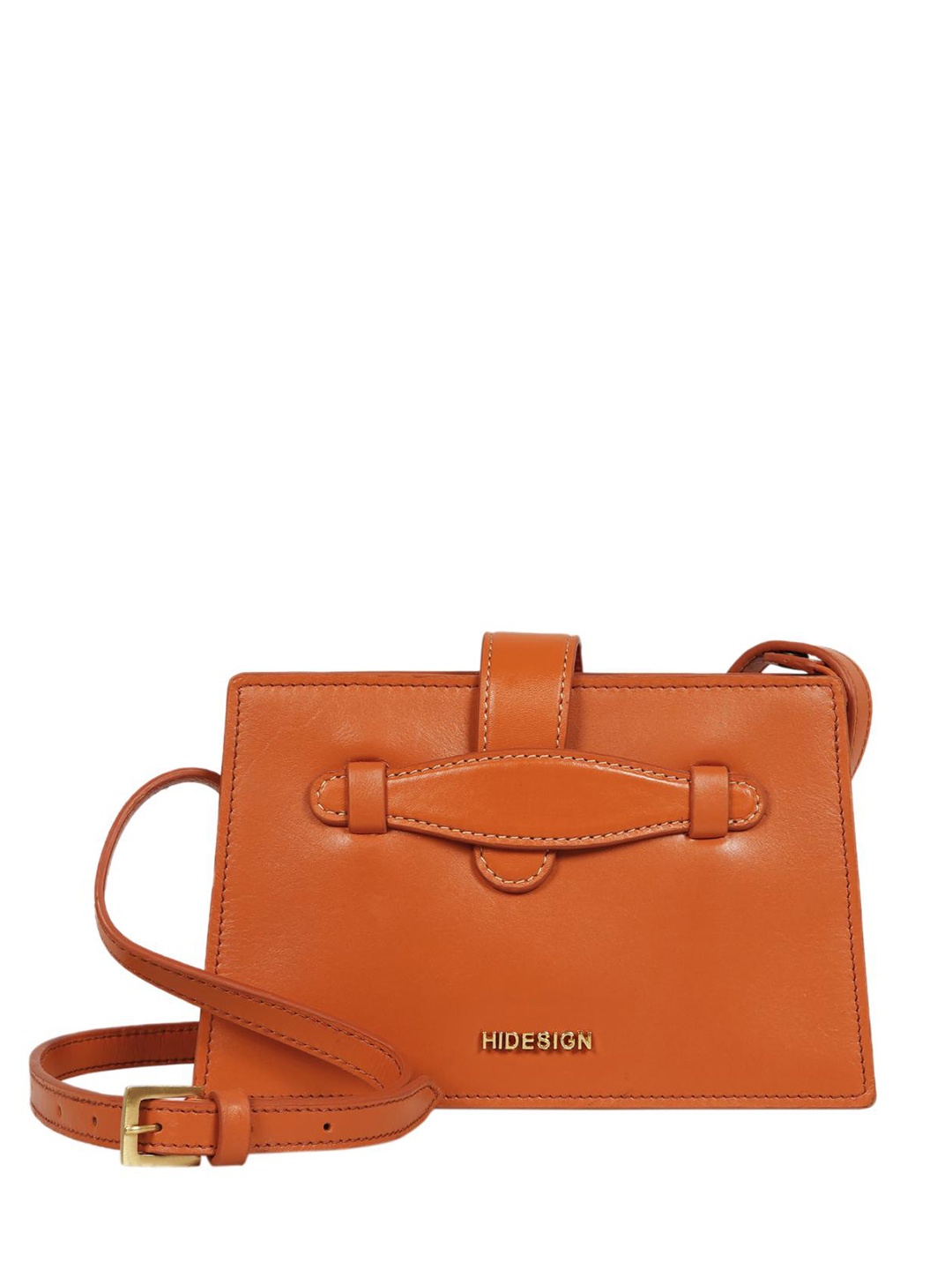 

Hidesign Leather Structured Shoulder Bag With Buckle Detail, Tan