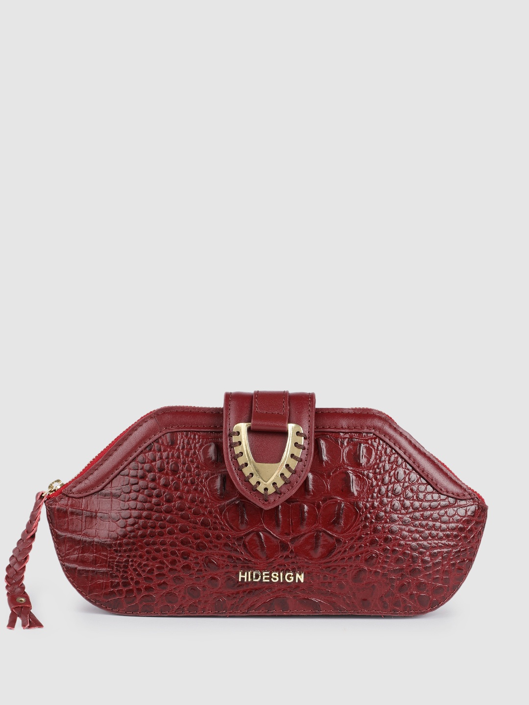 

Hidesign Liya Textured Animal Print Purse Clutch, Maroon