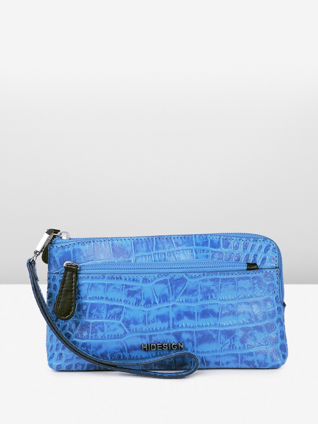 

Hidesign Animal Textured Leather Purse with Detachable Wrist Loop, Blue