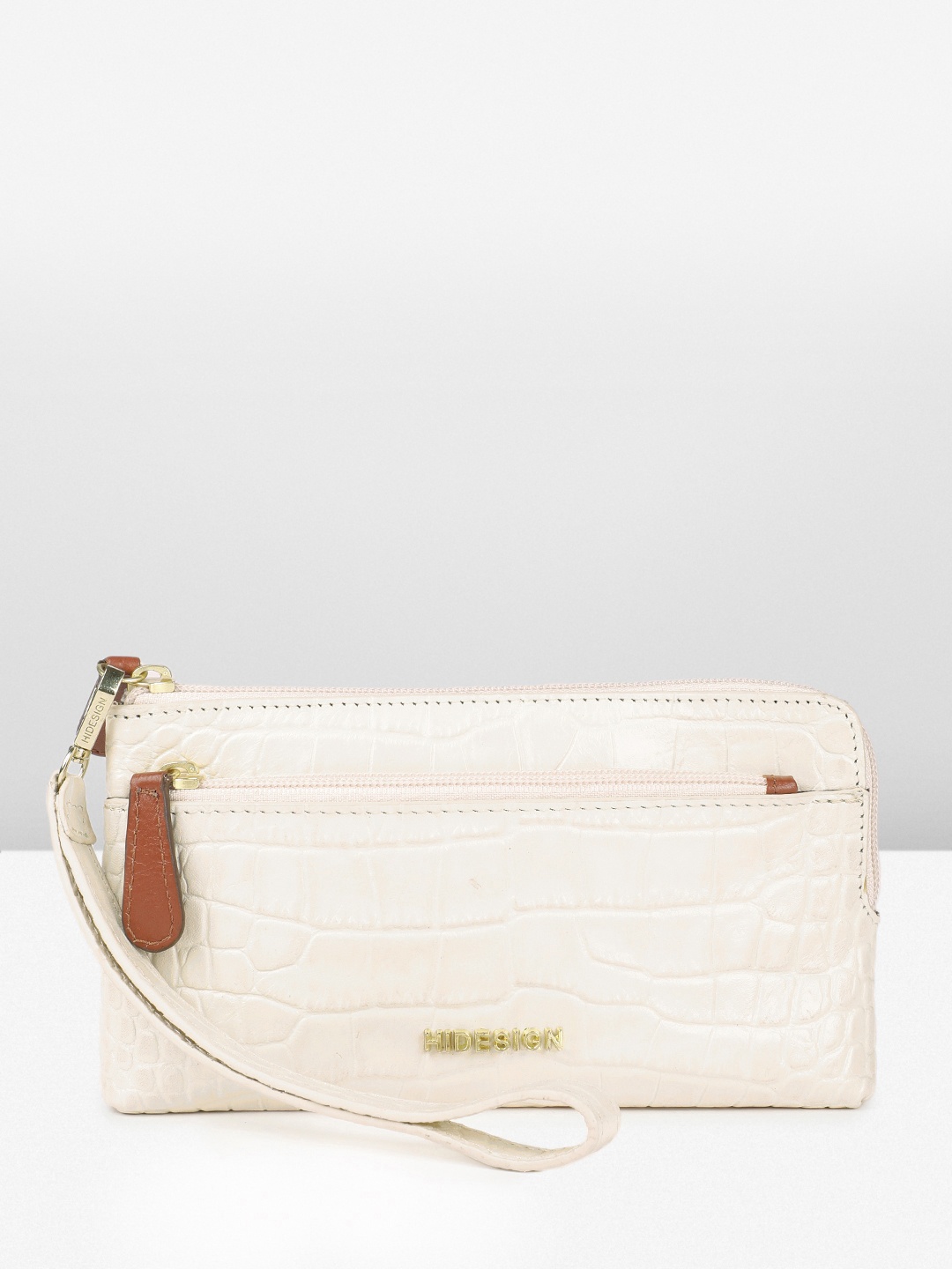 

Hidesign Animal Textured Leather Purse with Detachable Wrist Loop, Off white