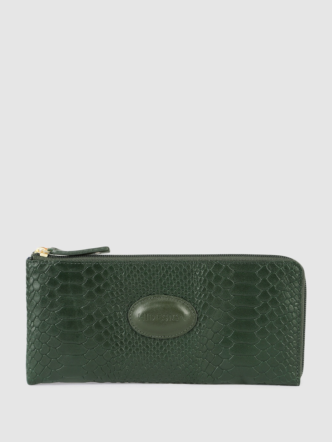 

Hidesign Women Animal Textured Leather Zip Around Wallet, Green
