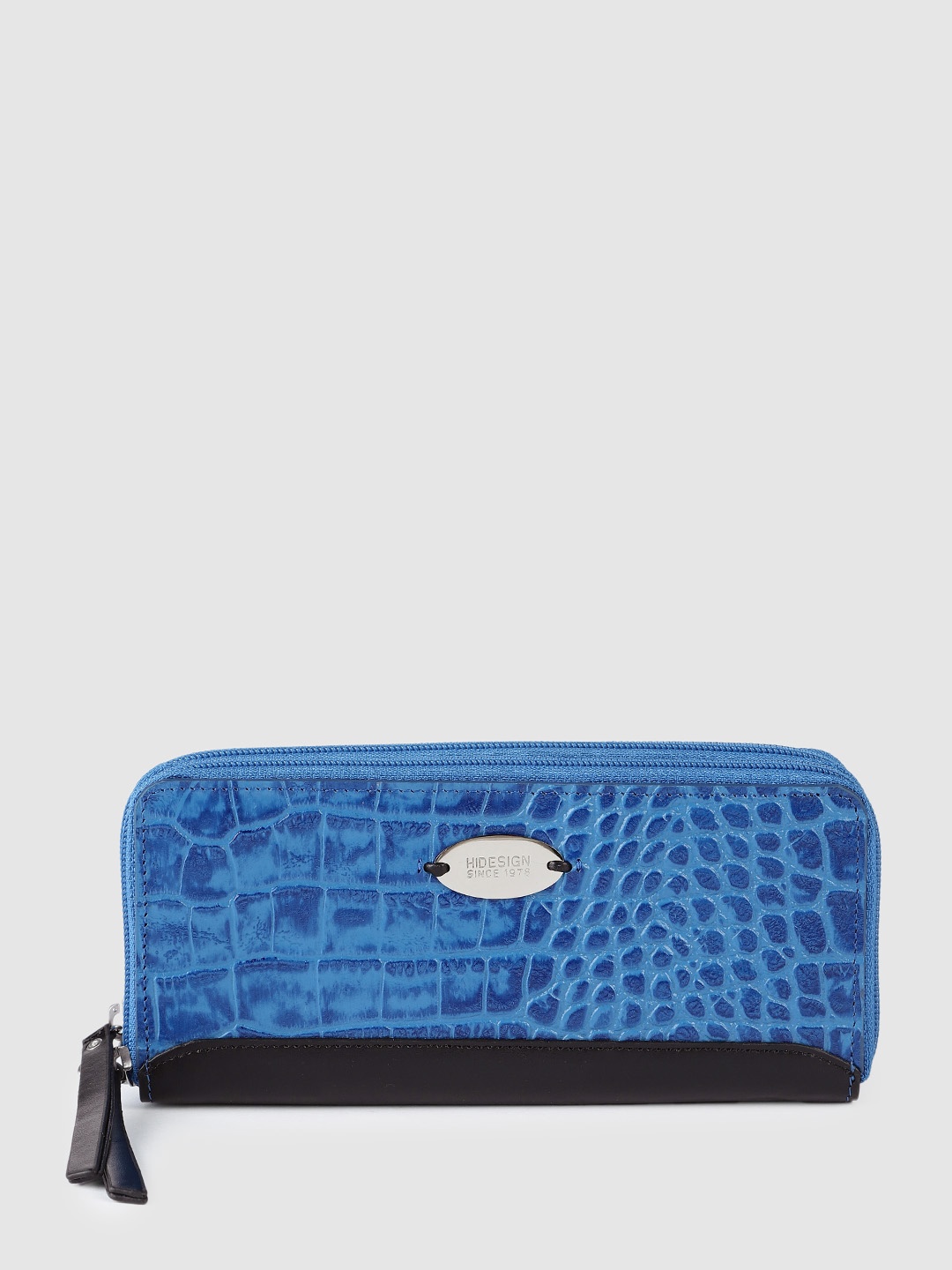 

Hidesign Women Animal Textured Leather Zip Around Wallet, Blue