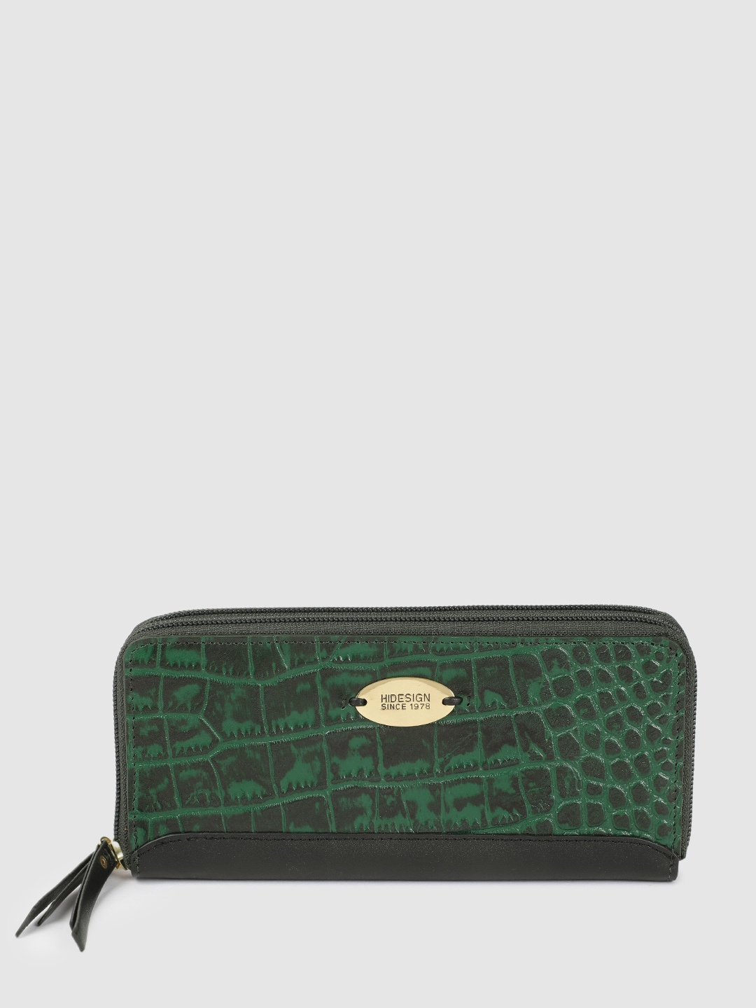 

Hidesign Women Animal Textured Leather Zip Around Wallet, Green