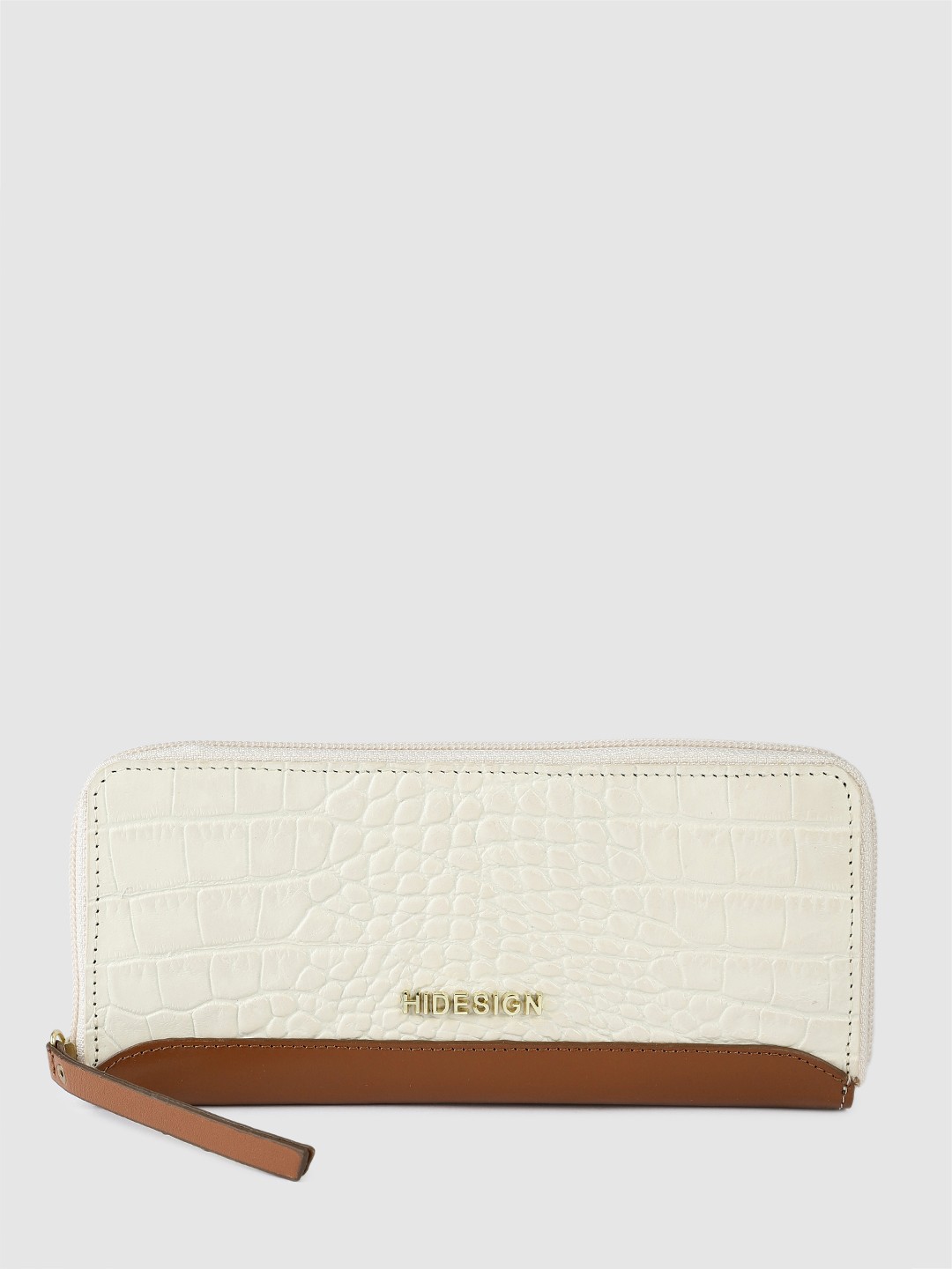 

Hidesign Women Spruce Animal Textured Leather Zip Around Wallet, Beige