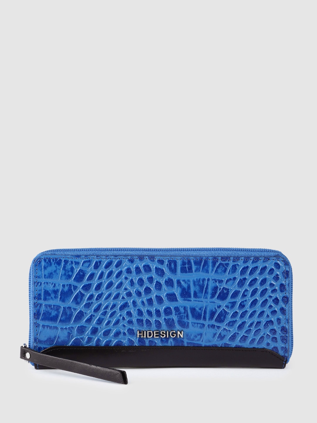 

Hidesign Women Animal Textured Leather Zip Around Wallet, Blue