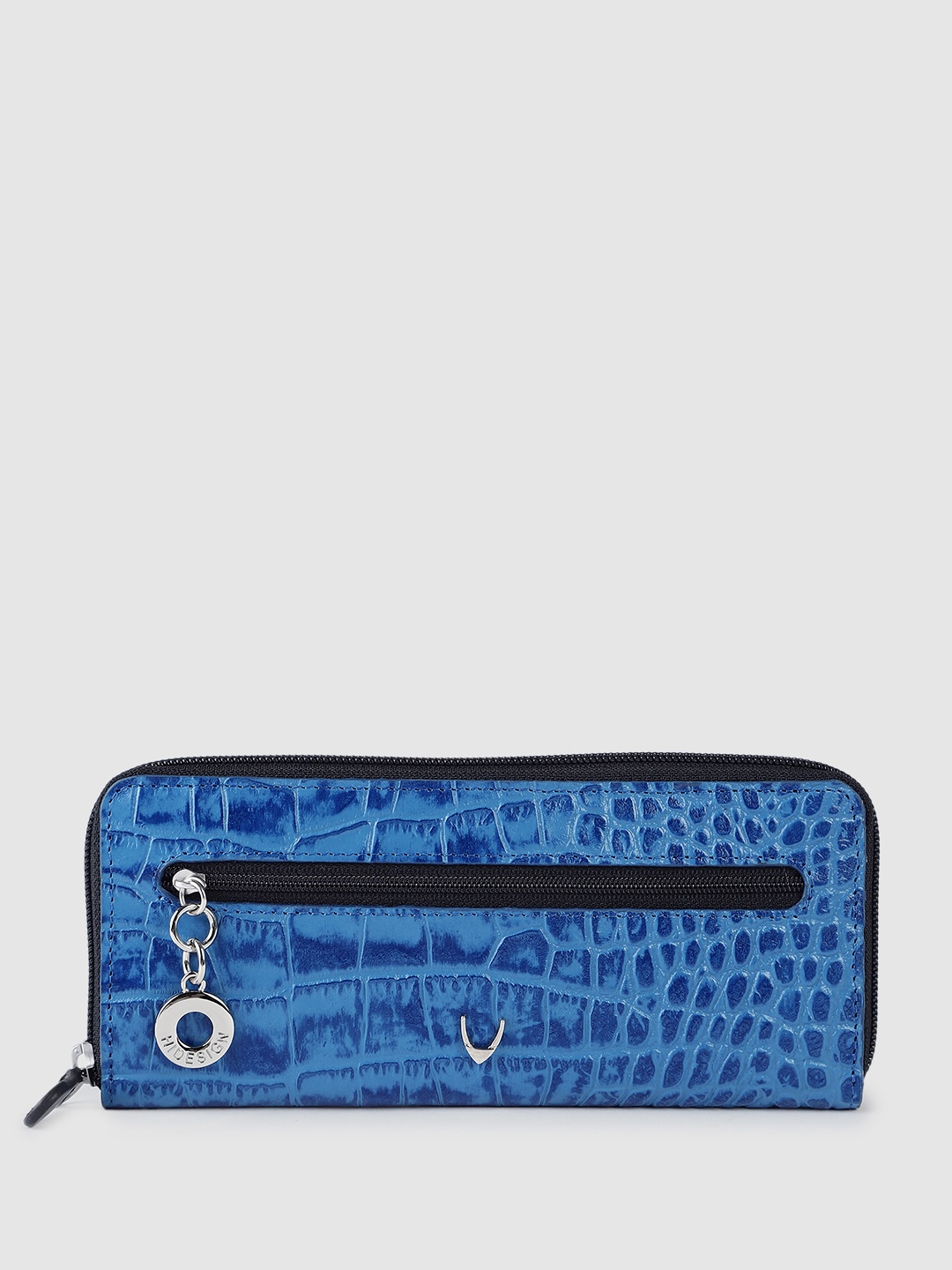 

Hidesign Women Animal Textured Leather Zip Around Wallet, Blue