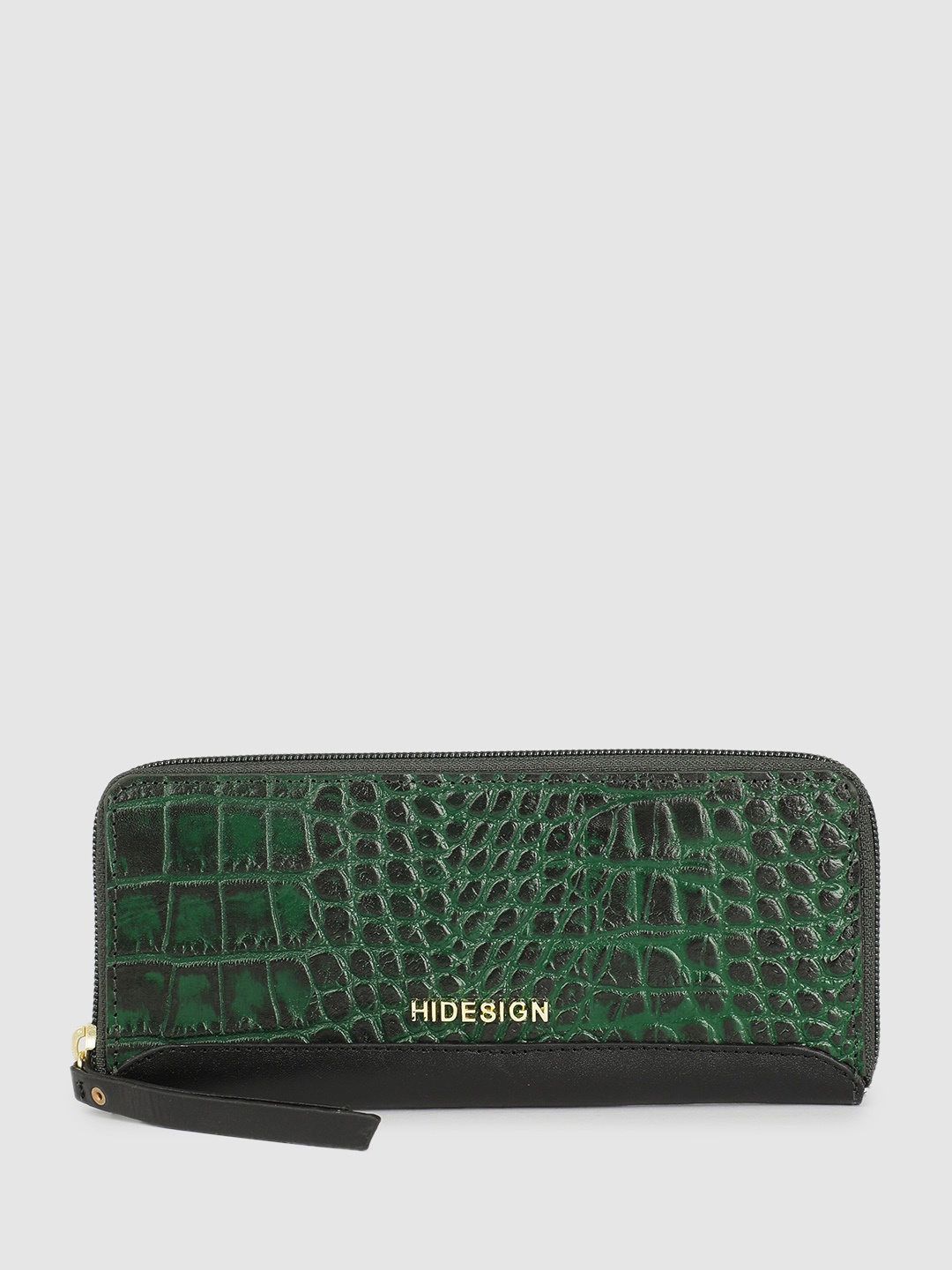 

Hidesign Women Animal Textured Leather Zip Around Wallet, Green