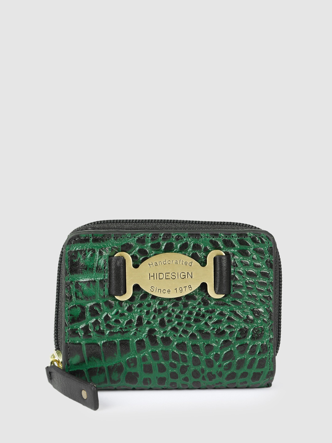 

Hidesign Women Animal Textured Leather Two Fold Wallet, Green