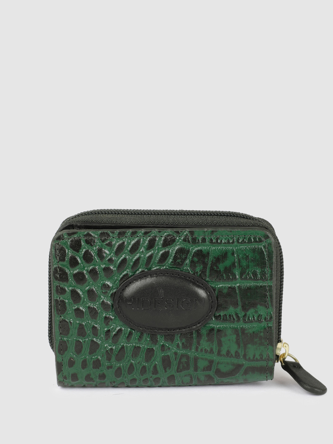 

Hidesign Women Animal Textured Leather Zip Around Wallet, Green