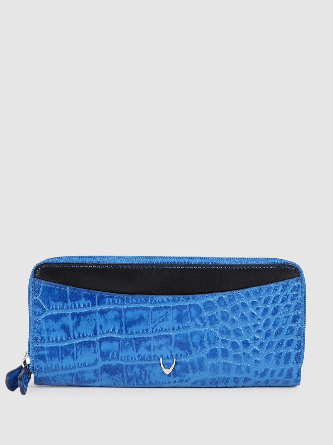 

Hidesign Women LILAC Croc Textured Leather Zip Around Wallet, Blue