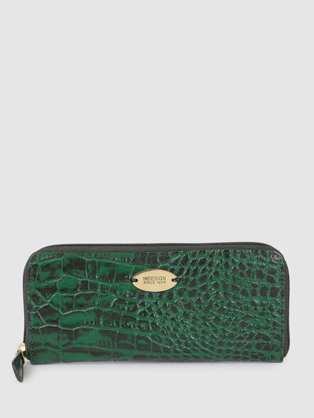 

Hidesign Women Animal Textured Leather Zip Around Wallet, Green