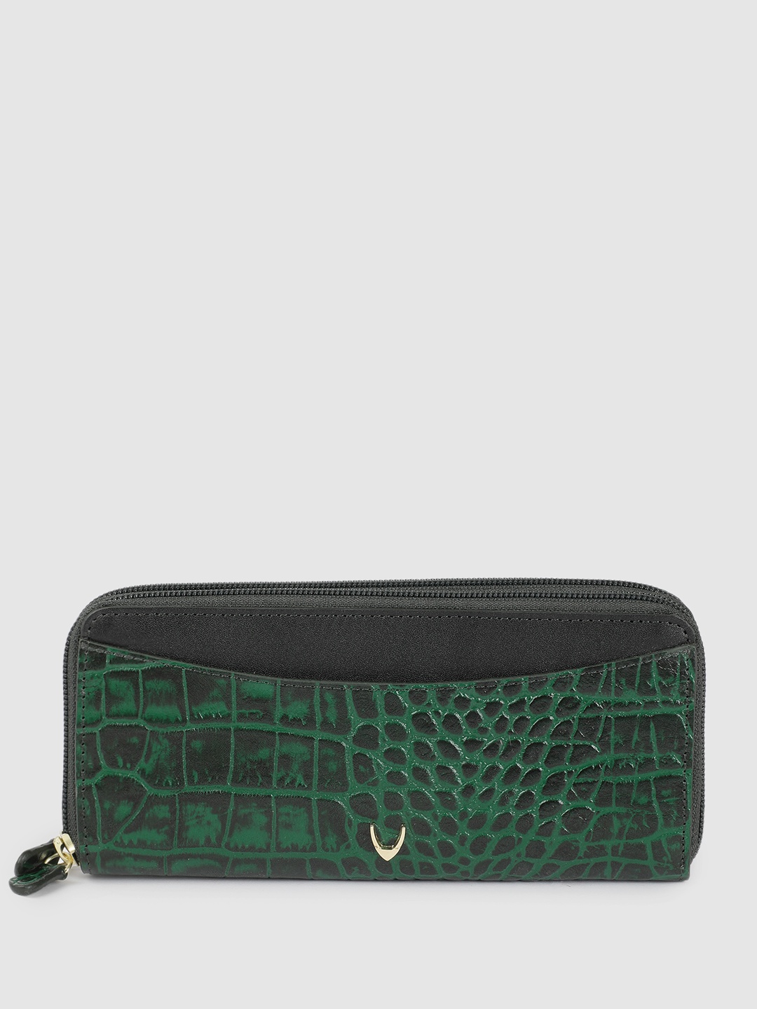 

Hidesign Women Animal Textured Leather Zip Around Wallet, Green