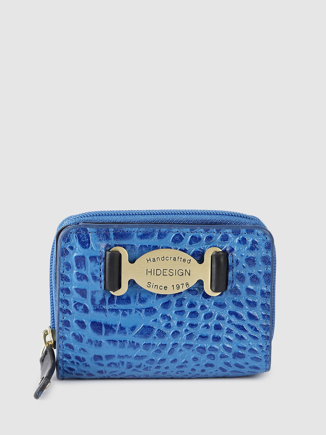 

Hidesign Women Animal Textured Leather Zip Around Wallet, Blue