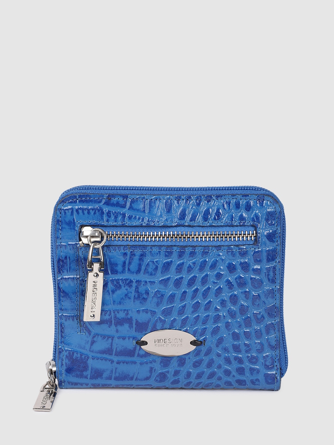 

Hidesign Women JUPITER Animal Textured Patent Leather Zip Around Wallet, Blue