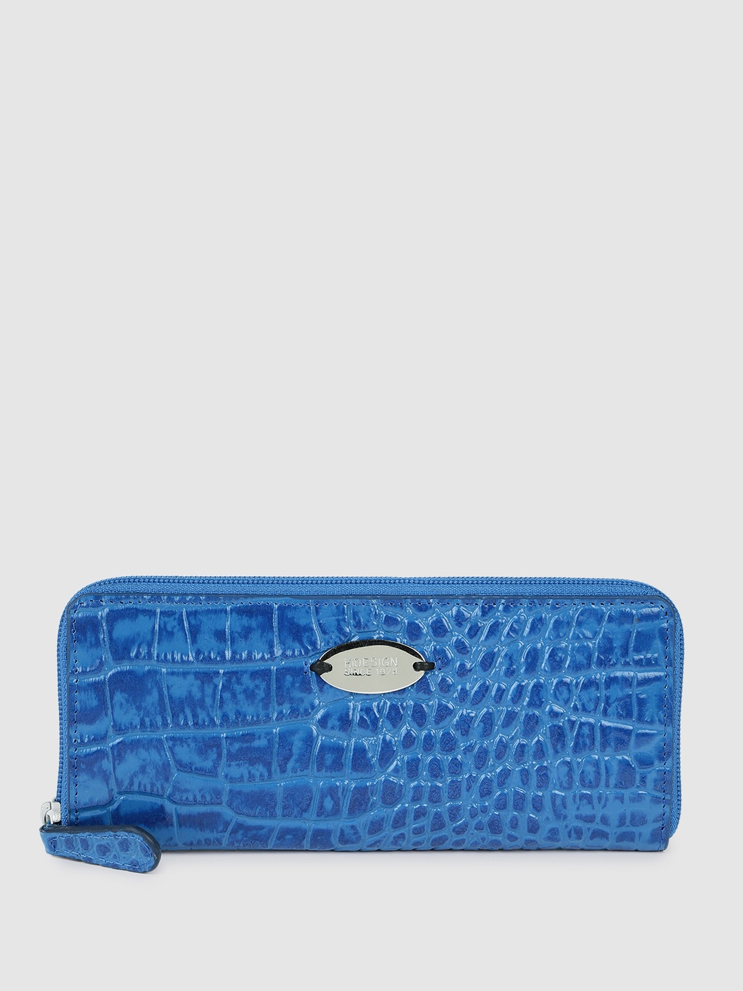 

Hidesign Women MACKENZIE Croc Textured Leather Zip Around Wallet, Blue