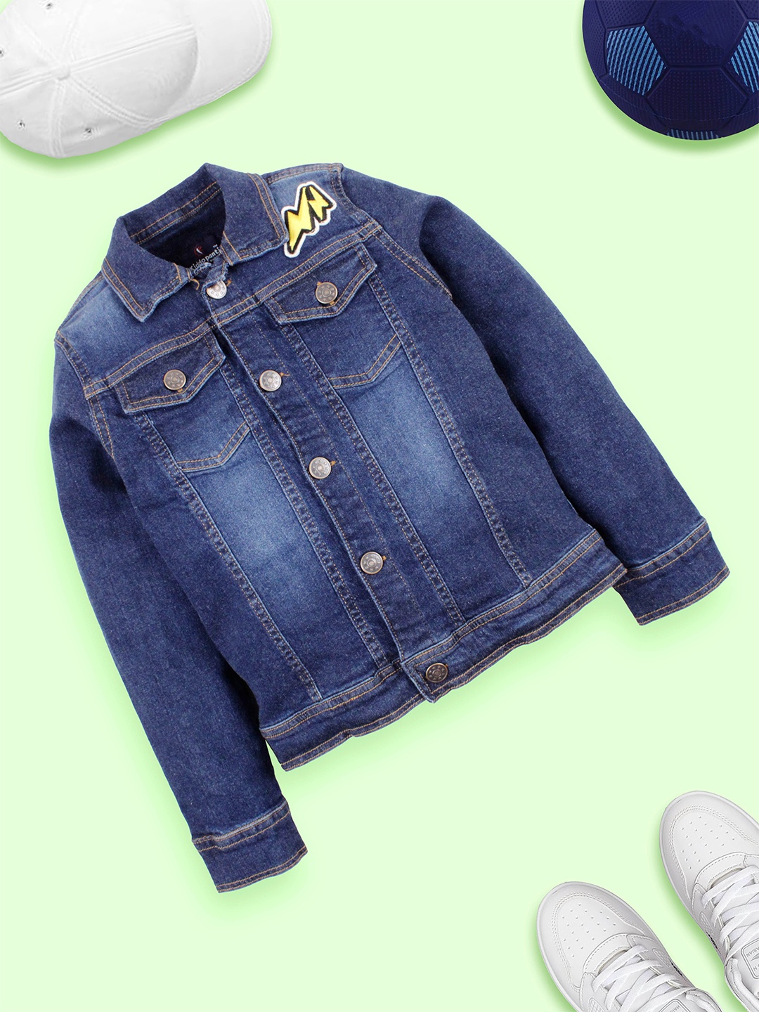 

KiddoPanti Boys Washed Denim Jacket, Blue