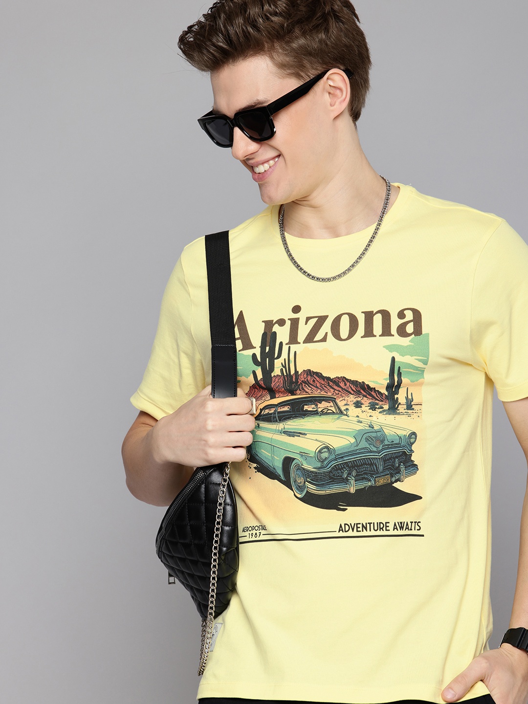 

Aeropostale Printed Pure Cotton T-shirt, Yellow