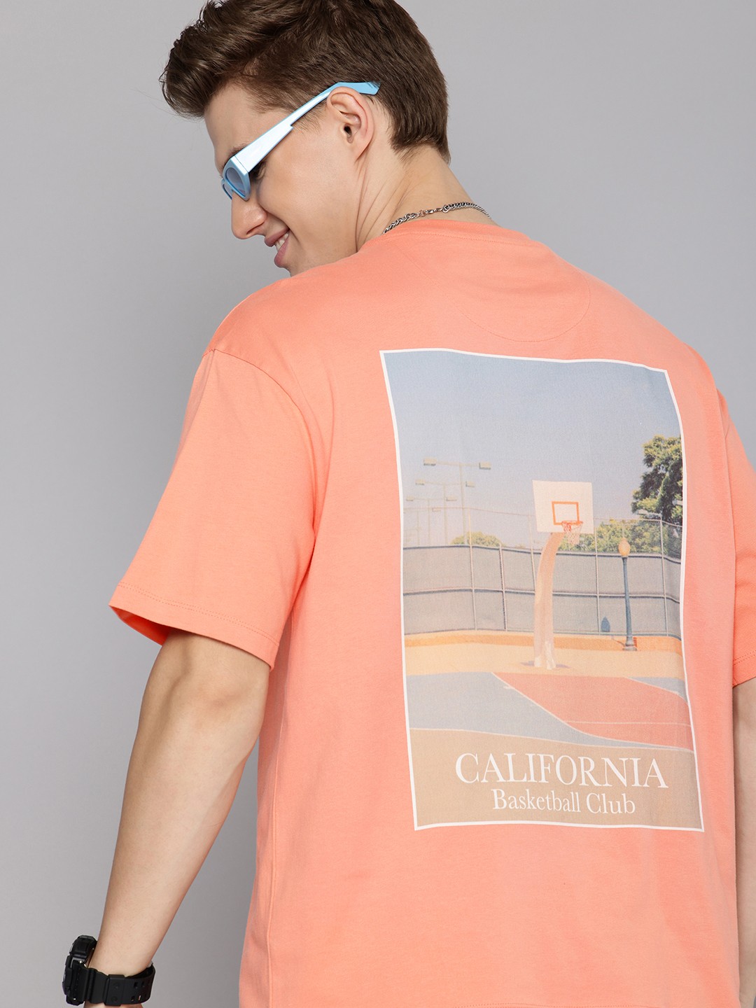 

Aeropostale Pure Cotton Relaxed Fit Graphic Printed T-shirt, Coral