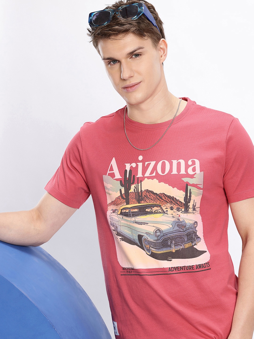 

Aeropostale Printed Pure Cotton T-shirt, Coral
