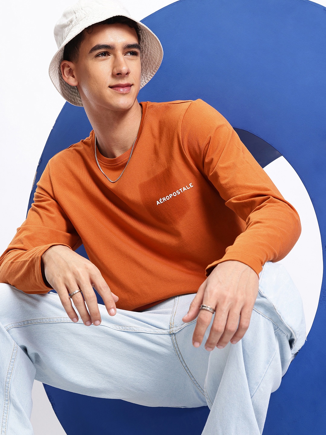 

Aeropostale Pure Cotton Long Sleeves Casual T-shirt, Rust