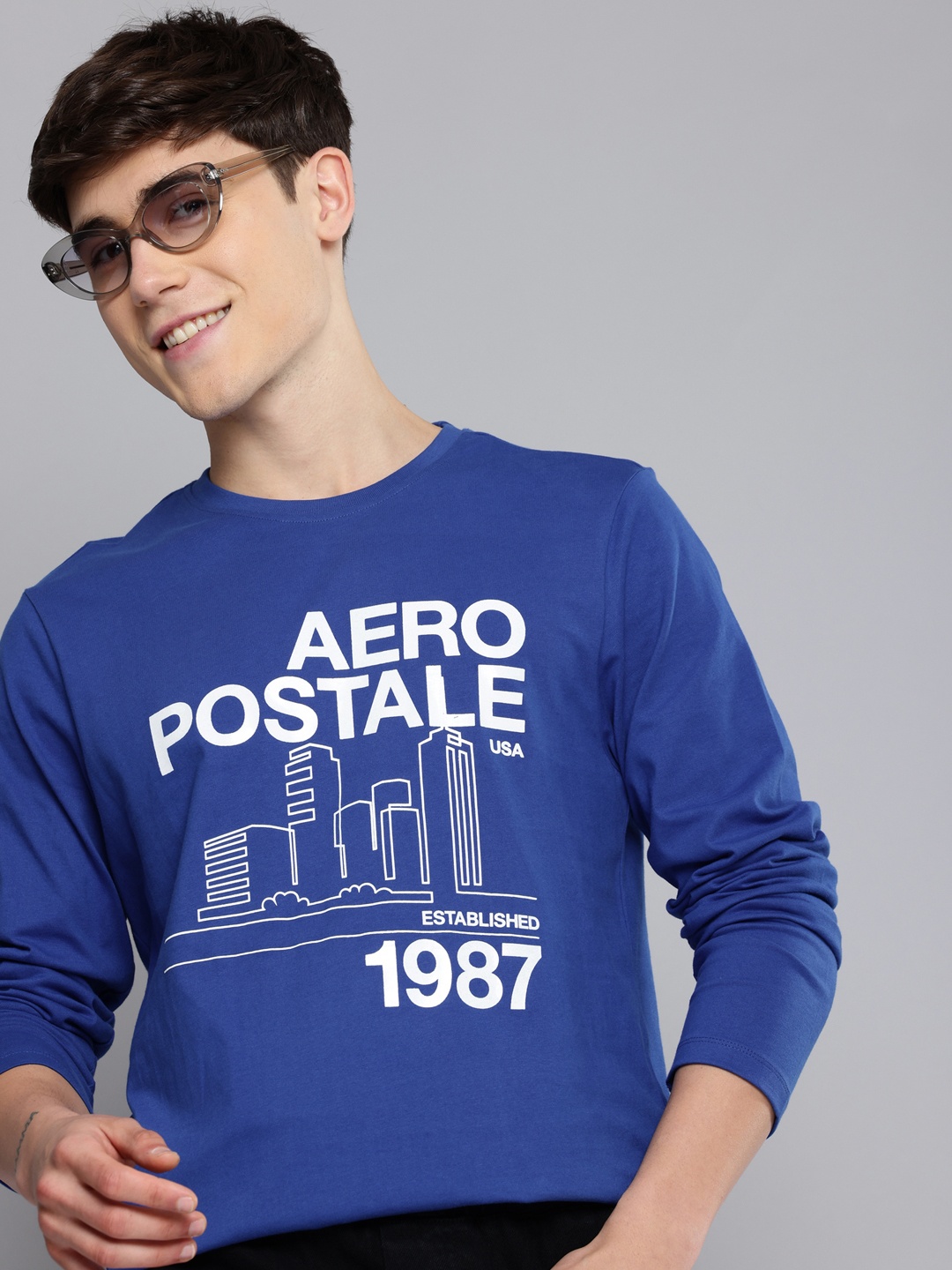 

Aeropostale Brand Logo Printed Pure Cotton T-shirt, Blue