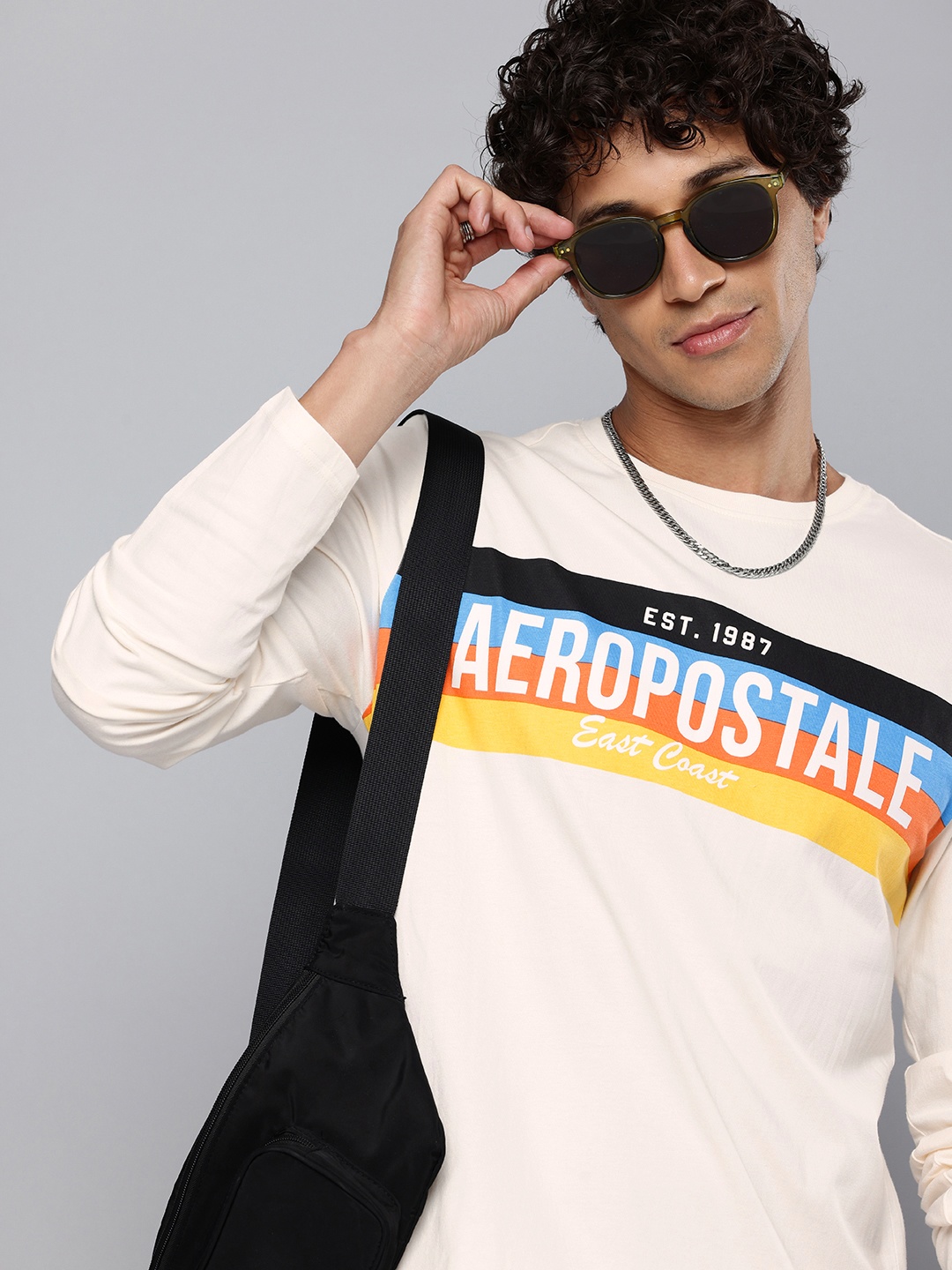 

Aeropostale Brand Logo Printed Pure Cotton T-shirt, Off white