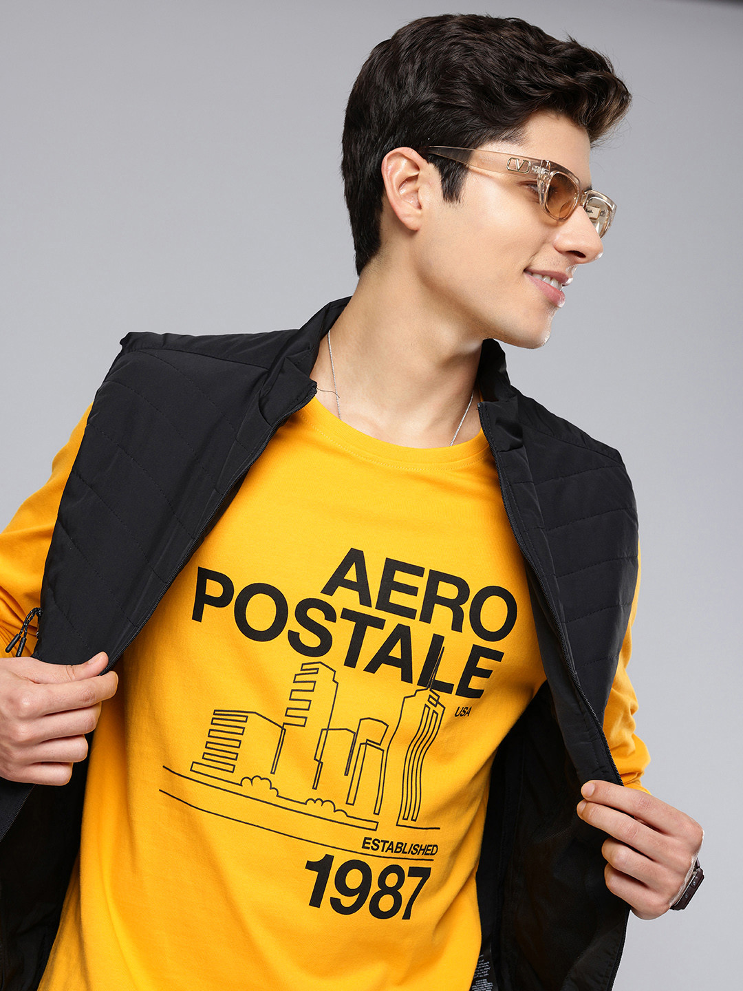 

Aeropostale Brand Logo Printed Pure Cotton T-shirt, Yellow