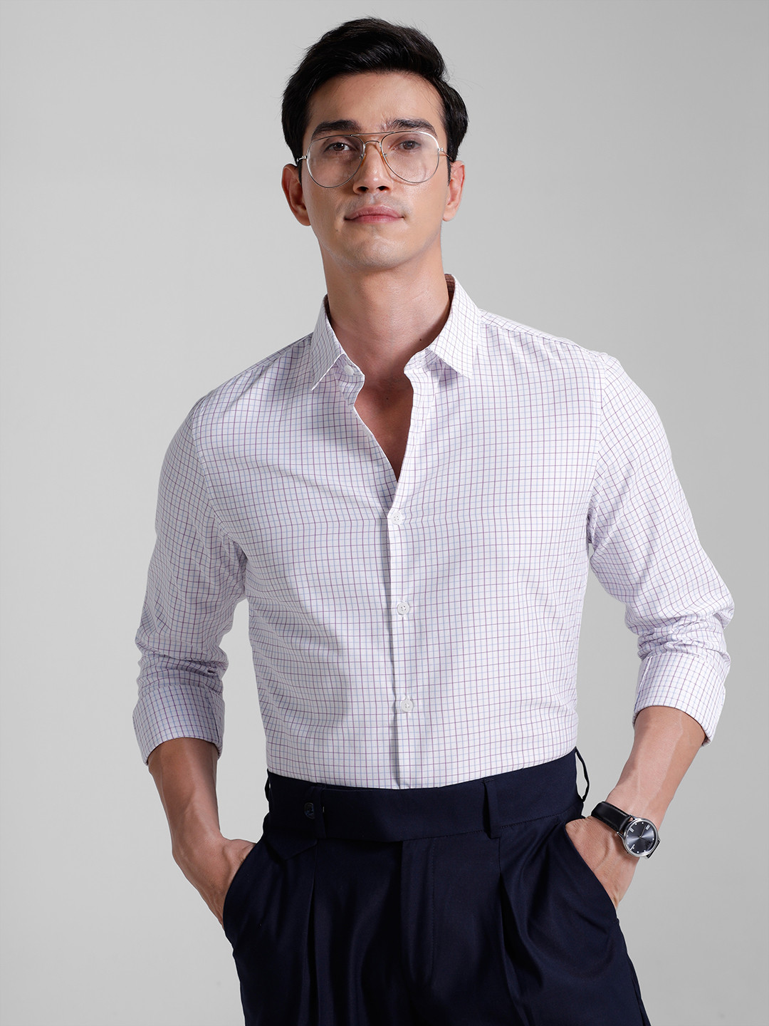 

encore by INVICTUS Checked Casual Shirt, White
