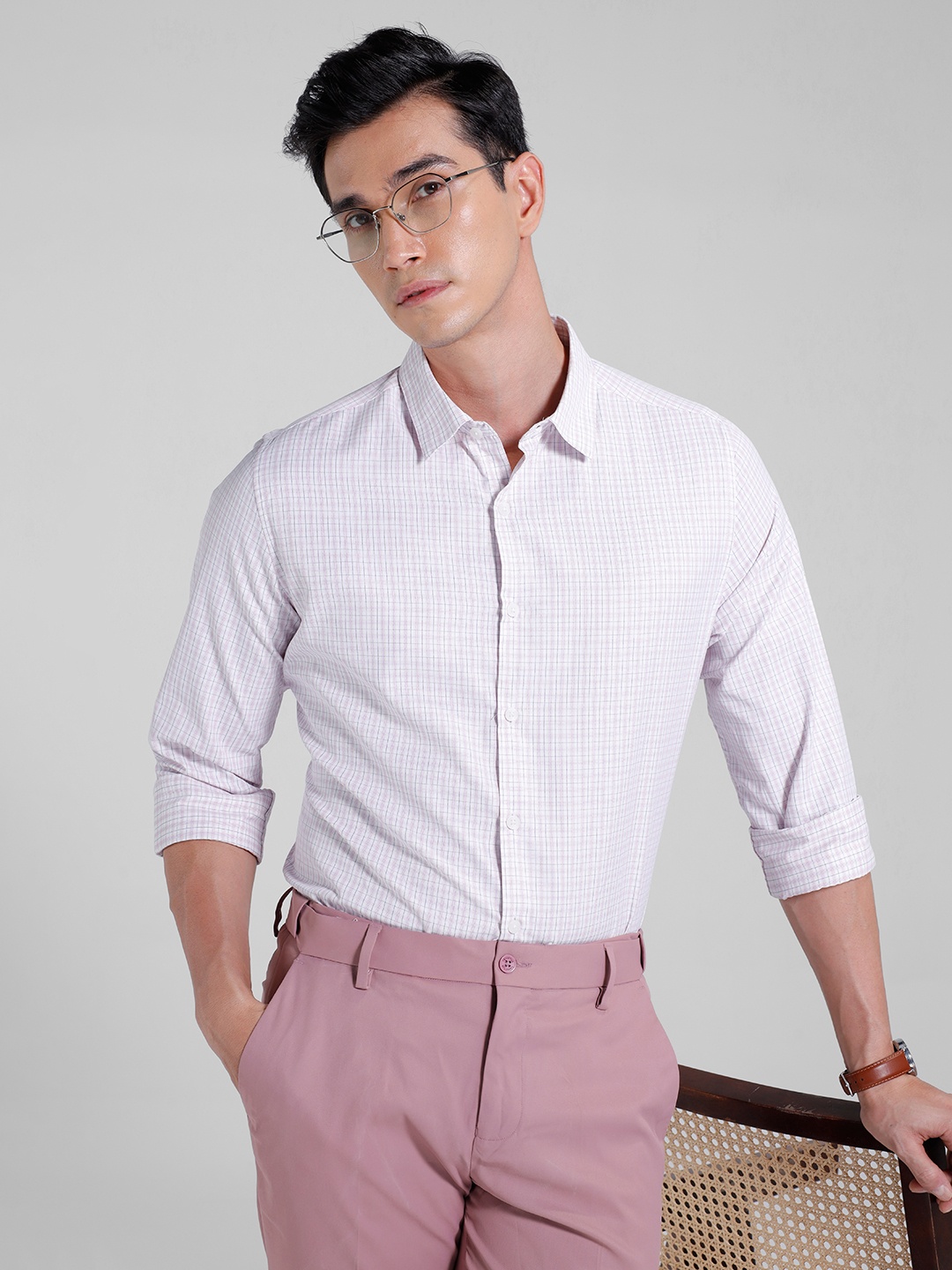 

encore by INVICTUS Checked Casual Shirt, White