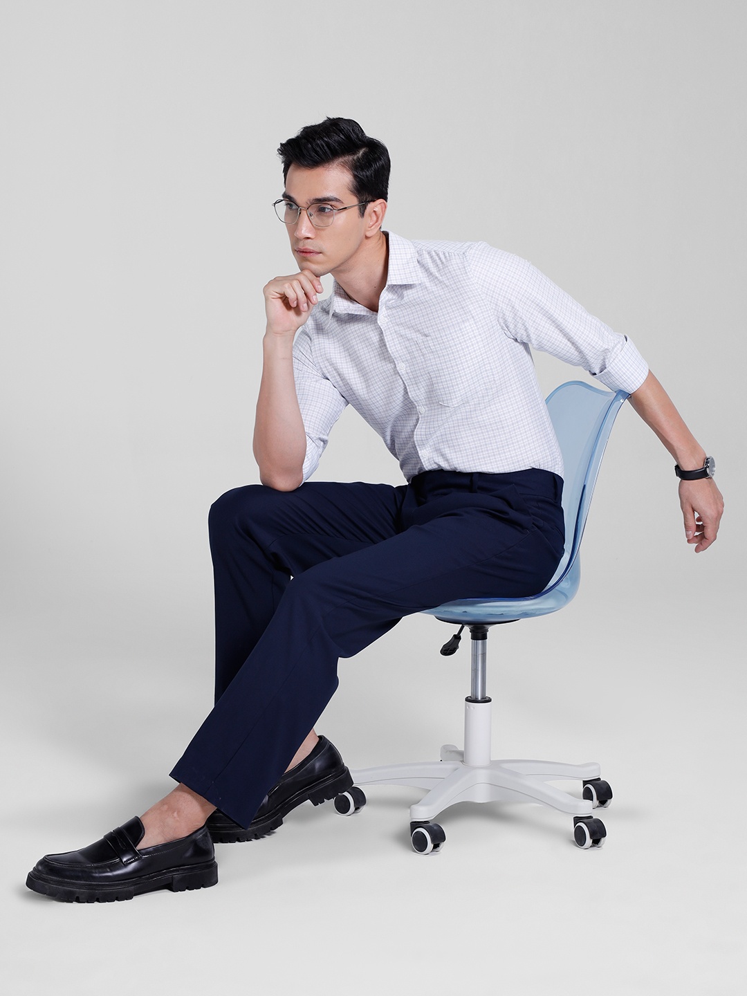 

encore by INVICTUS Checked Casual Shirt, White
