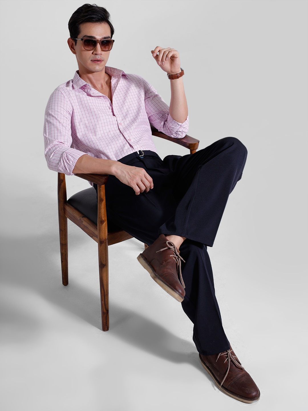 

encore by INVICTUS Opaque Checked Casual Shirt, Pink