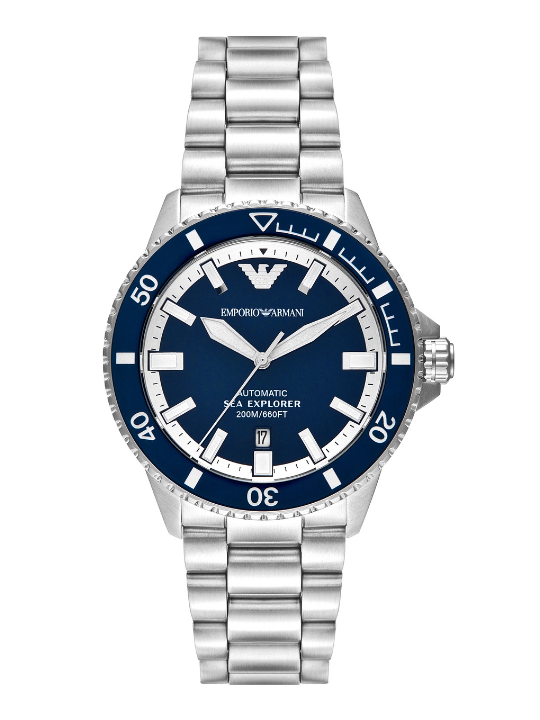 

Emporio Armani Men Sea Explorer Bracelet Style Analogue Automatic Watch - AR60079, Navy blue