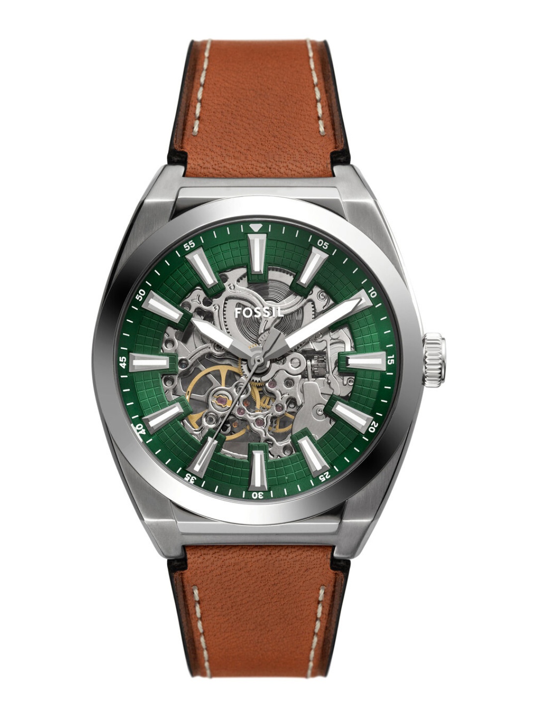 

Fossil Men Everett Skeleton Leather Analogue Automatic Watch ME3261, Green