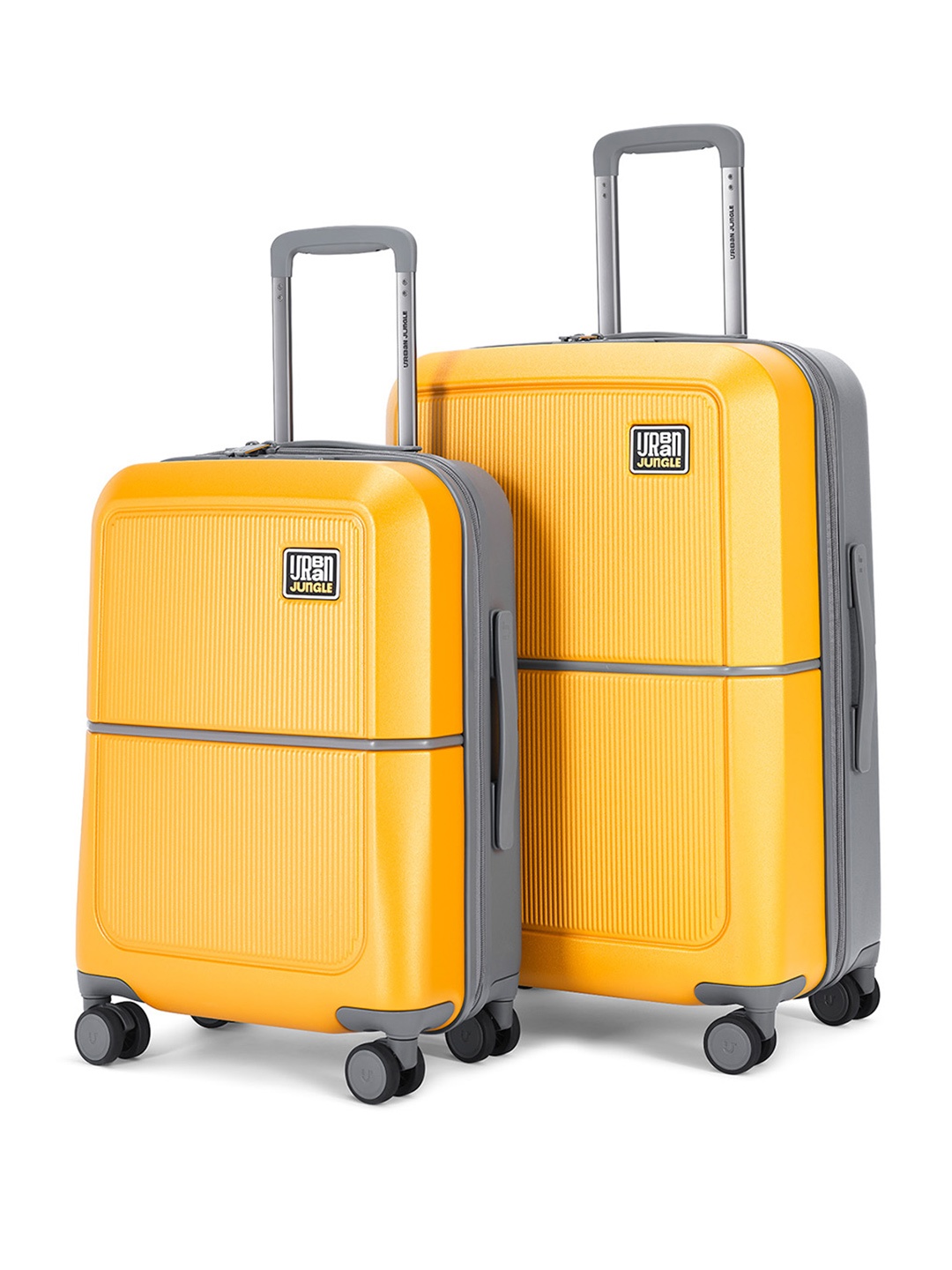 

Urban Jungle by Safari Caliber Set Of 2 Textured Hard Suitcase Trolley Bags, Yellow